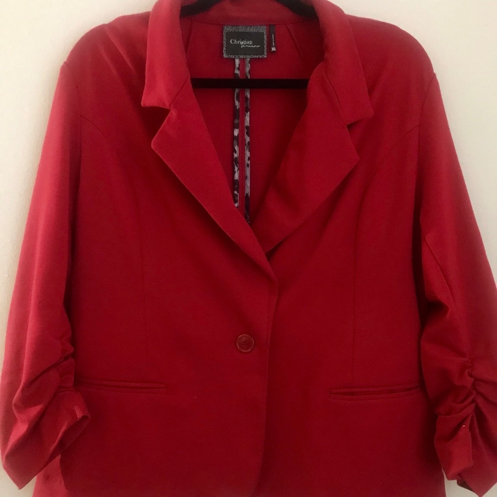 Christian Siriano Plus Size Red Stretch Blazer